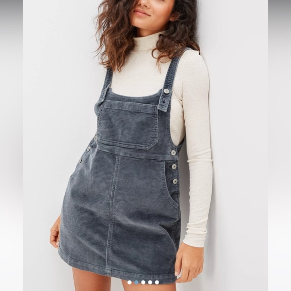 American Eagle Corduroy Gray Overalls Dress Size Small - Picture 1 of 5